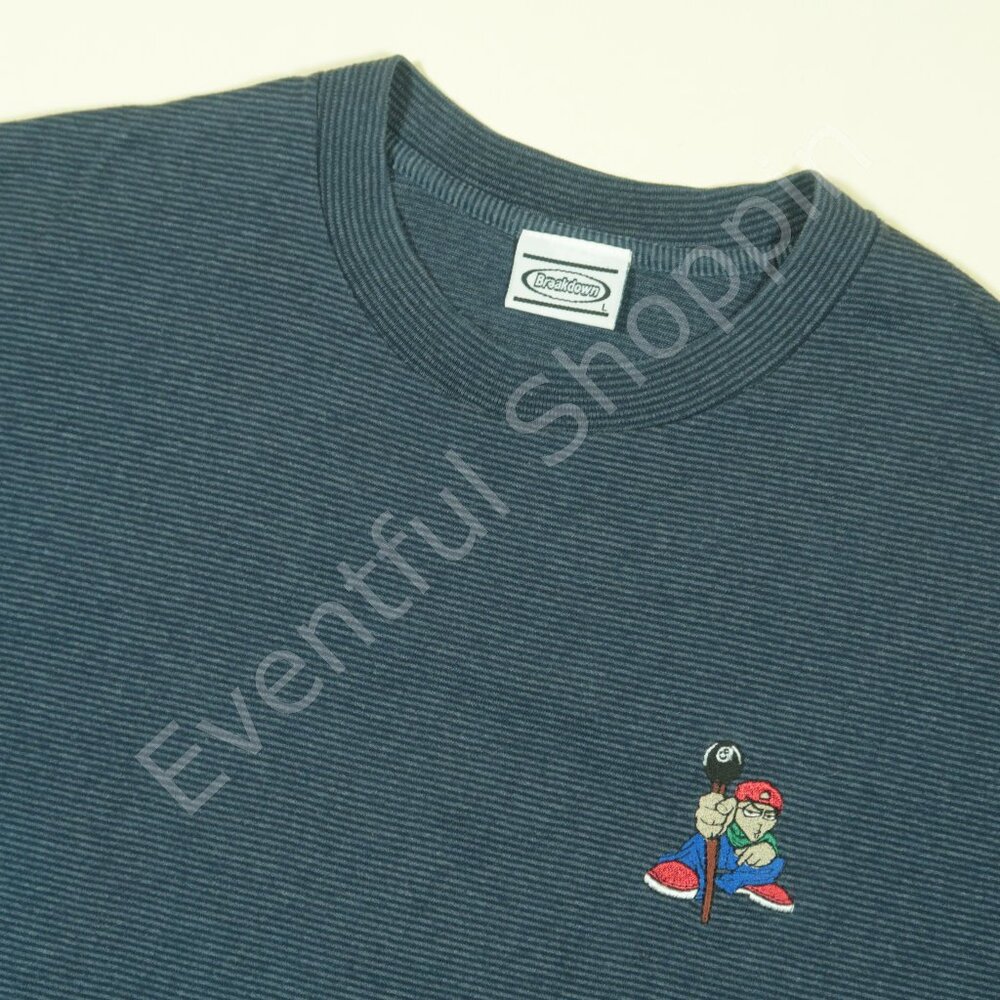 Vintage Breakdown T Shirt Mens L Blue Single Stitch Micro Stripe 90s Skater